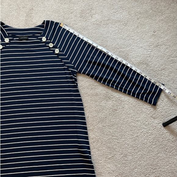 J.Jill Wearever Striped Long Sleeve Tunic Top Size Small Tall Navy White Coastal - Picture 8 of 8